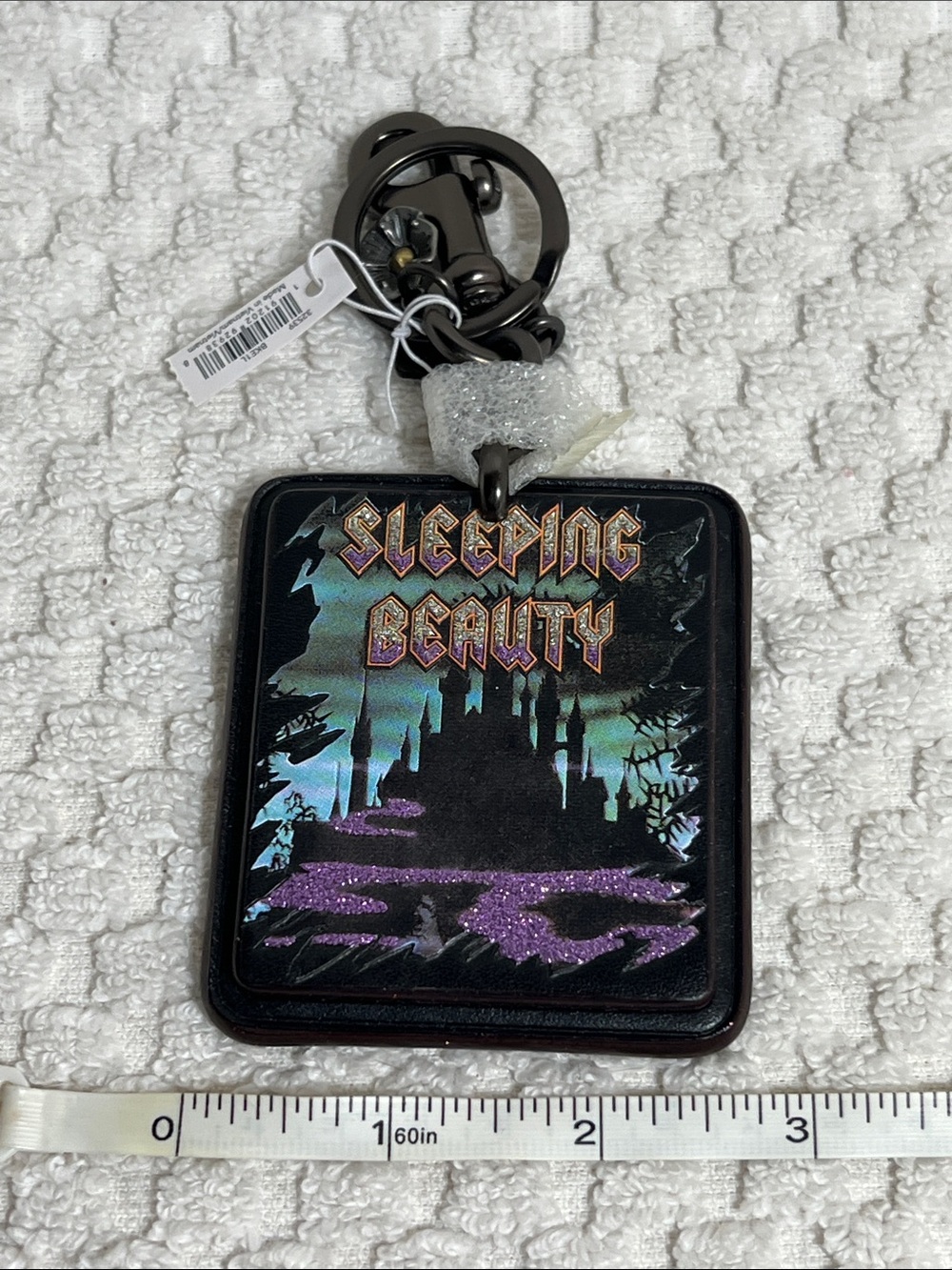 Disney X Coach Sleeping Beauty Iridescent Castle Keychain - Black & Purple